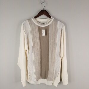 Pronto Uomo Sweater Men 2XL XXL Tan Acrylic Knit Argyle Crew Neck Casual Classic